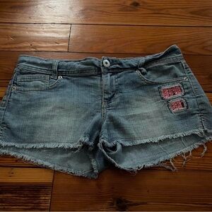 GLO Jeans Distressed Blue Denim Shorts